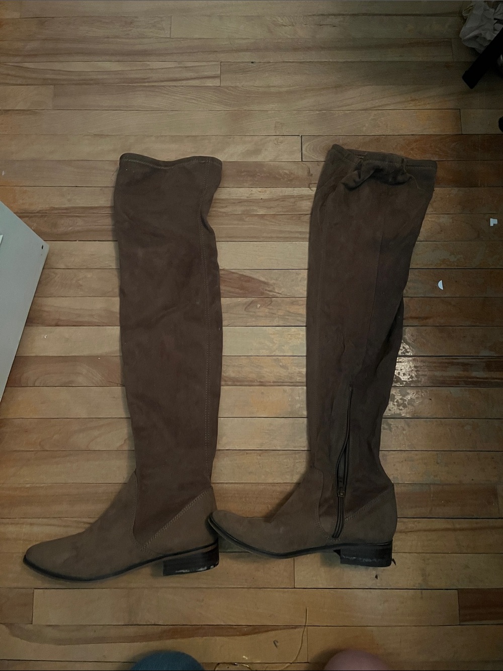 Over-the-Knee Suede Riding Boots - Brown